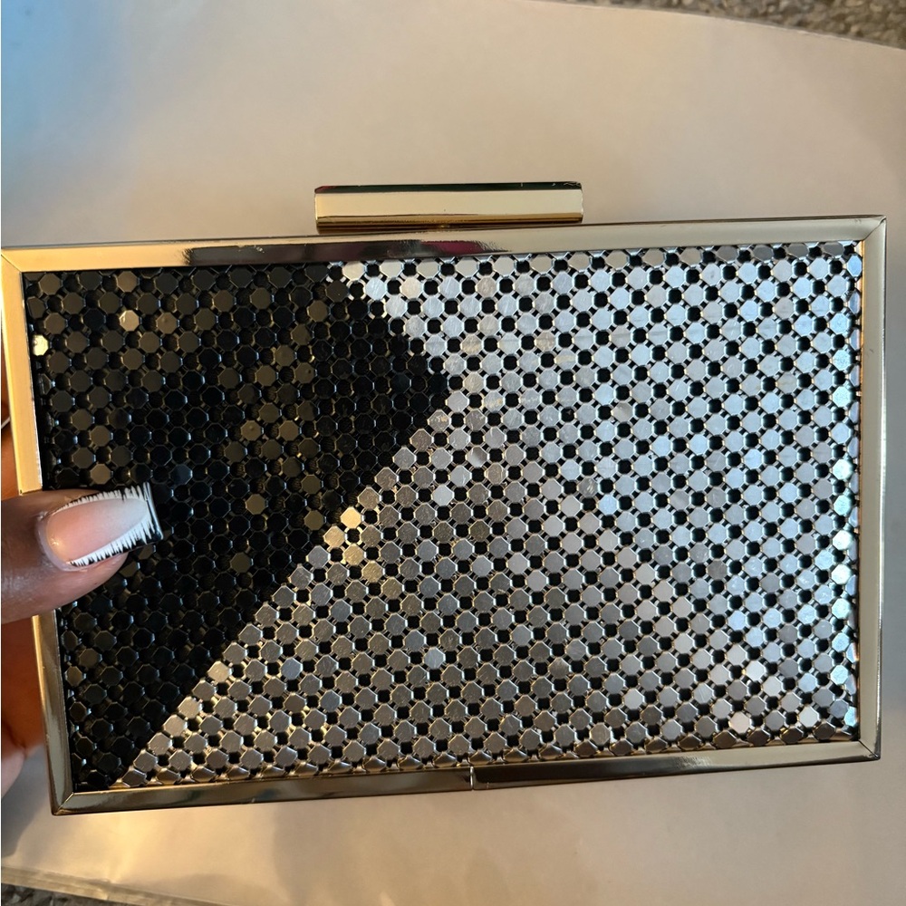 Aldo Black and Silver Clutch